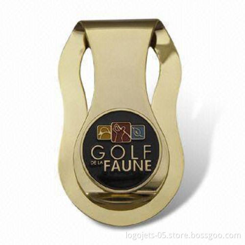 Iron Money Clip Golf Ball Marker with Soft Enamel Deco, 27 x 41mm Size, Open Design